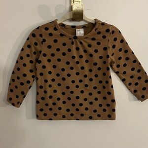 H&M Brown and Black Polka Dot Long Sleeve Tee
